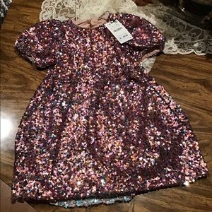 Zara multicolored beaded puffy sleeves dress